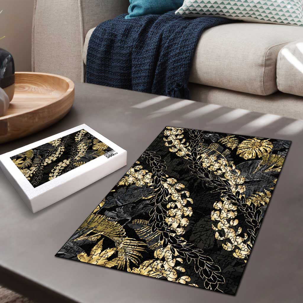 Gold Tropical Leaves Hawaii Mikioi Lei Puzzle Luxury Stylized - Polynesian Pride