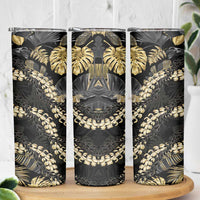 Gold Tropical Leaves Hawaii Mikioi Lei Skinny Tumbler Luxury Stylized - Polynesian Pride