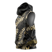 Gold Tropical Leaves Hawaii Mikioi Lei Sleeveless Hoodie Luxury Stylized - Polynesian Pride