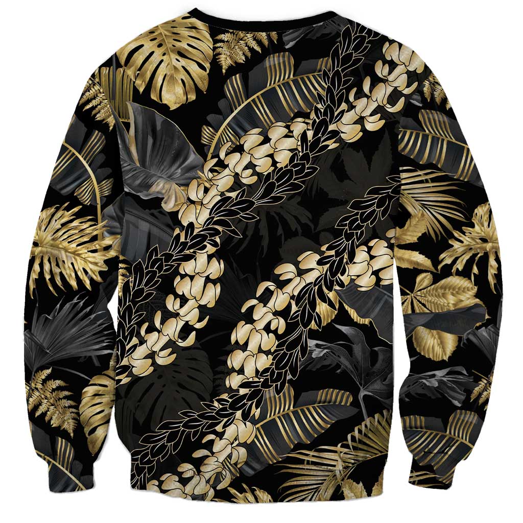 Gold Tropical Leaves Hawaii Mikioi Lei Sweatshirt Luxury Stylized LT01 - Polynesian Pride