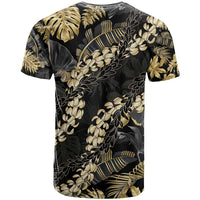 Gold Tropical Leaves Hawaii Mikioi Lei T Shirt Luxury Stylized - Polynesian Pride