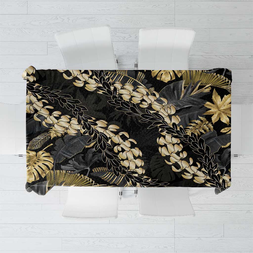 Gold Tropical Leaves Hawaii Mikioi Lei Tablecloth Luxury Stylized LT01 Gold - Polynesian Pride