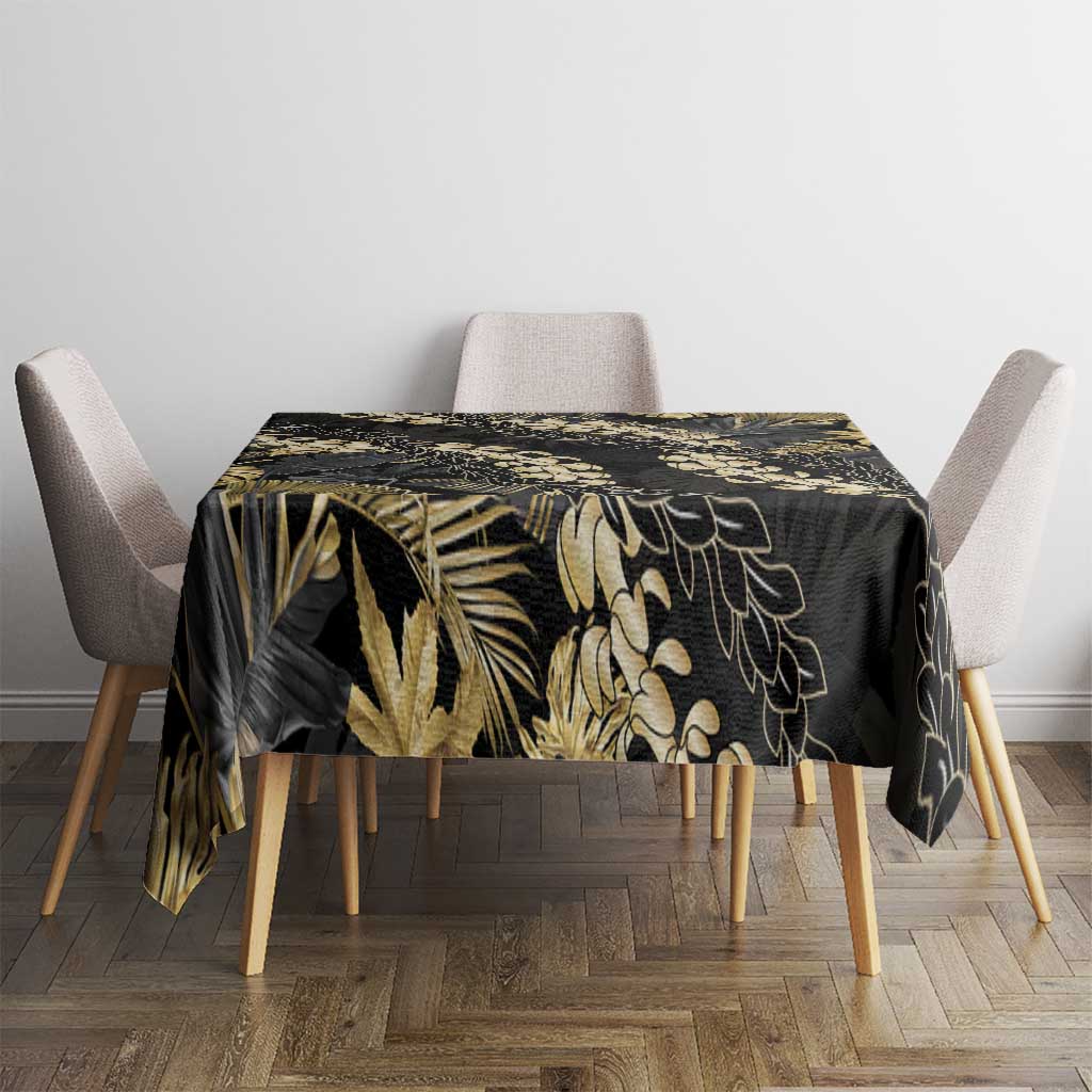 Gold Tropical Leaves Hawaii Mikioi Lei Tablecloth Luxury Stylized LT01 - Polynesian Pride