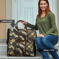 Gold Tropical Leaves Hawaii Mikioi Lei Travel Bag Luxury Stylized - Polynesian Pride