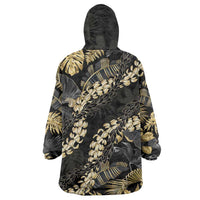 Gold Tropical Leaves Hawaii Mikioi Lei Wearable Blanket Hoodie Luxury Stylized LT01 - Polynesian Pride