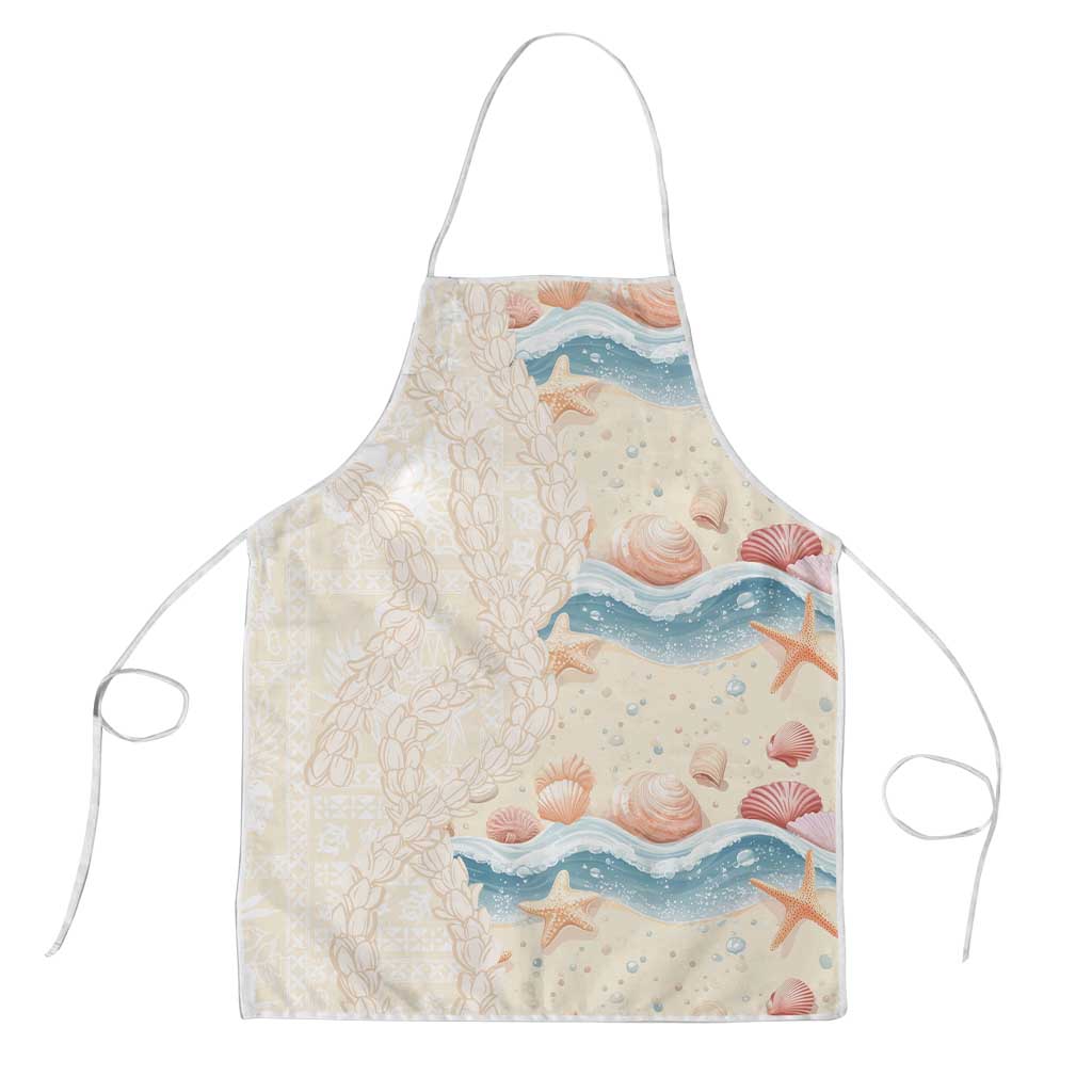Beige Hawaii Lei Seashells Starfish Apron Sandy Sylized LT01 Beige - Polynesian Pride