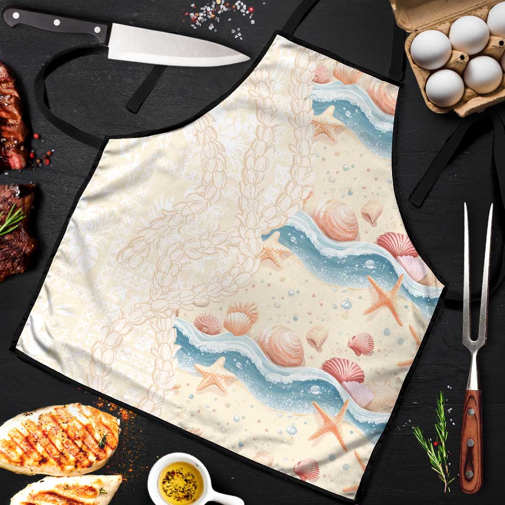 Beige Hawaii Lei Seashells Starfish Apron Sandy Sylized LT01 Beige - Polynesian Pride