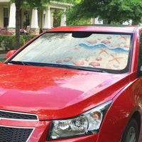 Beige Hawaii Lei Seashells Starfish Auto Sun Shade Sandy Sylized - Polynesian Pride