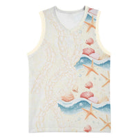 Beige Hawaii Lei Seashells Starfish Basketball Jersey Sandy Sylized LT01 Unisex Beige - Polynesian Pride