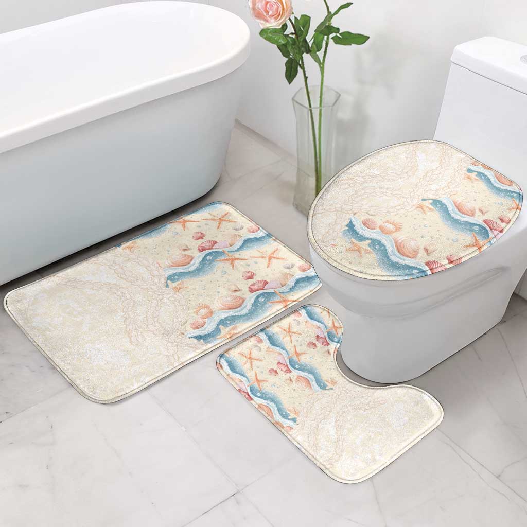 Beige Hawaii Lei Seashells Starfish Bathroom Set Sandy Sylized - Polynesian Pride