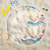 Beige Hawaii Lei Seashells Starfish Beach Blanket Sandy Sylized LT01 One Size 150cm Beige - Polynesian Pride