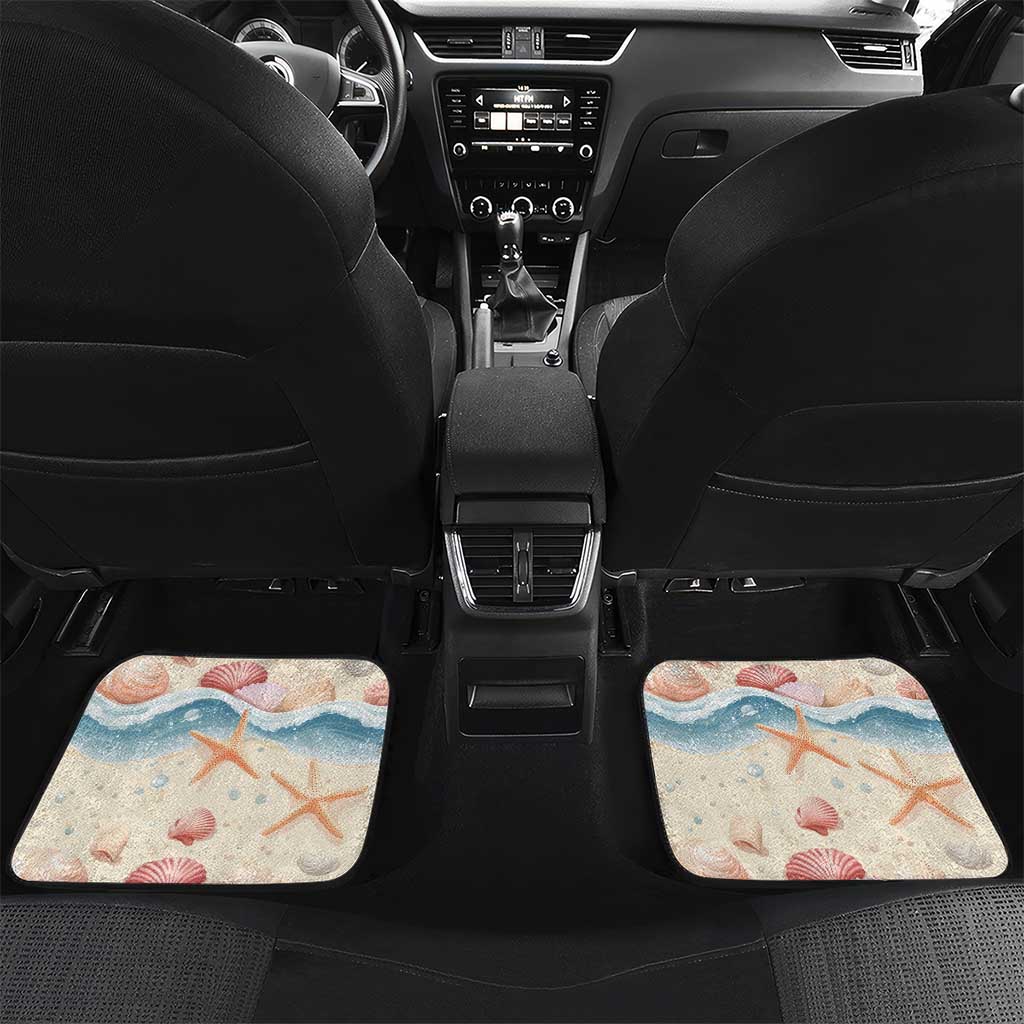 Beige Hawaii Lei Seashells Starfish Car Mats Sandy Sylized - Polynesian Pride