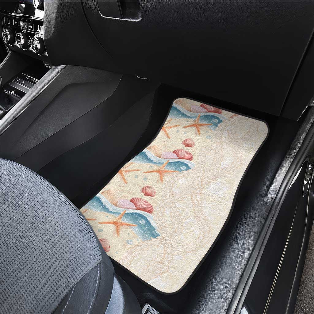 Beige Hawaii Lei Seashells Starfish Car Mats Sandy Sylized - Polynesian Pride