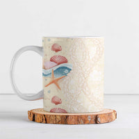 Beige Hawaii Lei Seashells Starfish Ceramic Mug Sandy Sylized LT01 Beige - Polynesian Pride