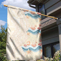Beige Hawaii Lei Seashells Starfish Garden Flag Sandy Sylized - Polynesian Pride