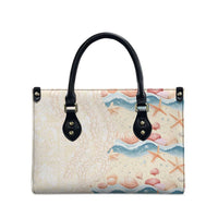 Beige Hawaii Lei Seashells Starfish Leather Bag Sandy Sylized - Polynesian Pride