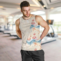 Beige Hawaii Lei Seashells Starfish Men Tank Top Sandy Sylized LT01 Beige - Polynesian Pride