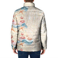 Beige Hawaii Lei Seashells Starfish Padded Jacket Sandy Sylized LT01 - Polynesian Pride