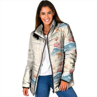 Beige Hawaii Lei Seashells Starfish Padded Jacket Sandy Sylized LT01 Women Beige - Polynesian Pride