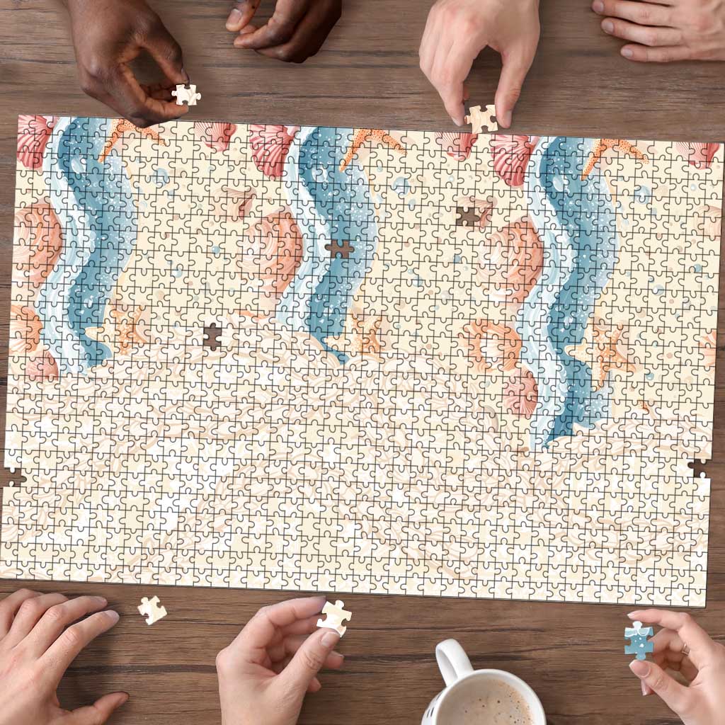 Beige Hawaii Lei Seashells Starfish Puzzle Sandy Sylized LT01 - Polynesian Pride