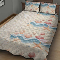 Beige Hawaii Lei Seashells Starfish Quilt Bed Set Sandy Sylized - Polynesian Pride