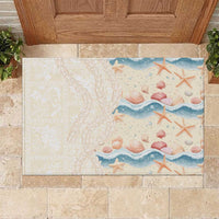 Beige Hawaii Lei Seashells Starfish Rubber Doormat Sandy Sylized LT01 Beige - Polynesian Pride