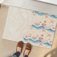 Beige Hawaii Lei Seashells Starfish Rubber Doormat Sandy Sylized LT01 - Polynesian Pride