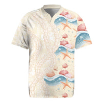 Beige Hawaii Lei Seashells Starfish Rugby Jersey Sandy Sylized LT01 Beige - Polynesian Pride