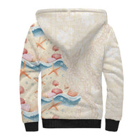 Beige Hawaii Lei Seashells Starfish Sherpa Hoodie Sandy Sylized LT01 - Polynesian Pride