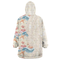 Beige Hawaii Lei Seashells Starfish Wearable Blanket Hoodie Sandy Sylized LT01 - Polynesian Pride
