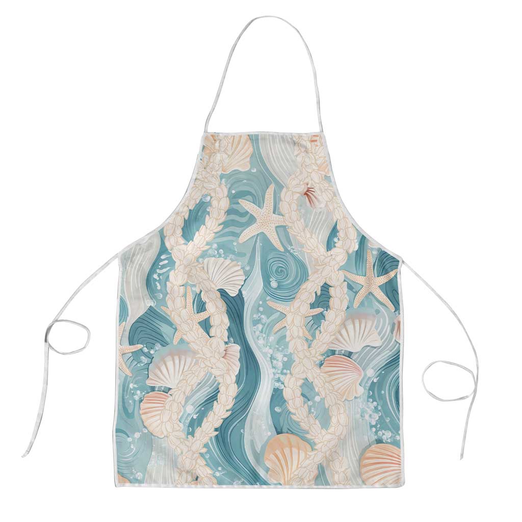 Hawaii Lei Seashells Starfish Apron Fresh Summer Vibe LT01 Blue - Polynesian Pride