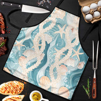 Hawaii Lei Seashells Starfish Apron Fresh Summer Vibe LT01 Blue - Polynesian Pride