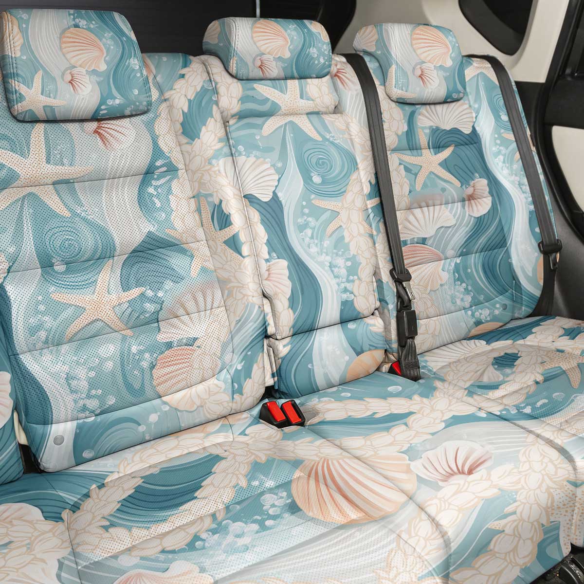 Hawaii Lei Seashells Starfish Back Car Seat Cover Fresh Summer Vibe - Polynesian Pride