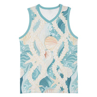 Hawaii Lei Seashells Starfish Basketball Jersey Fresh Summer Vibe LT01 Unisex Blue - Polynesian Pride