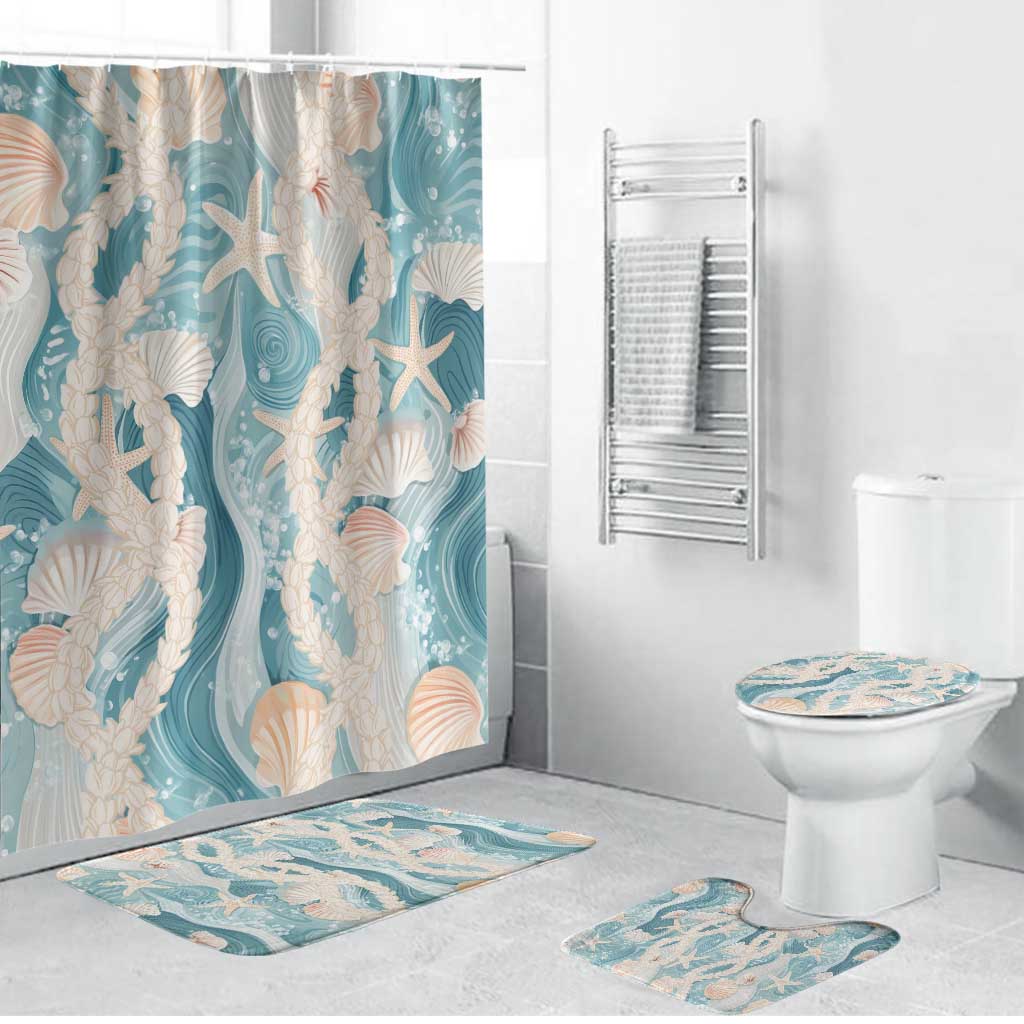 Hawaii Lei Seashells Starfish Bathroom Set Fresh Summer Vibe - Polynesian Pride