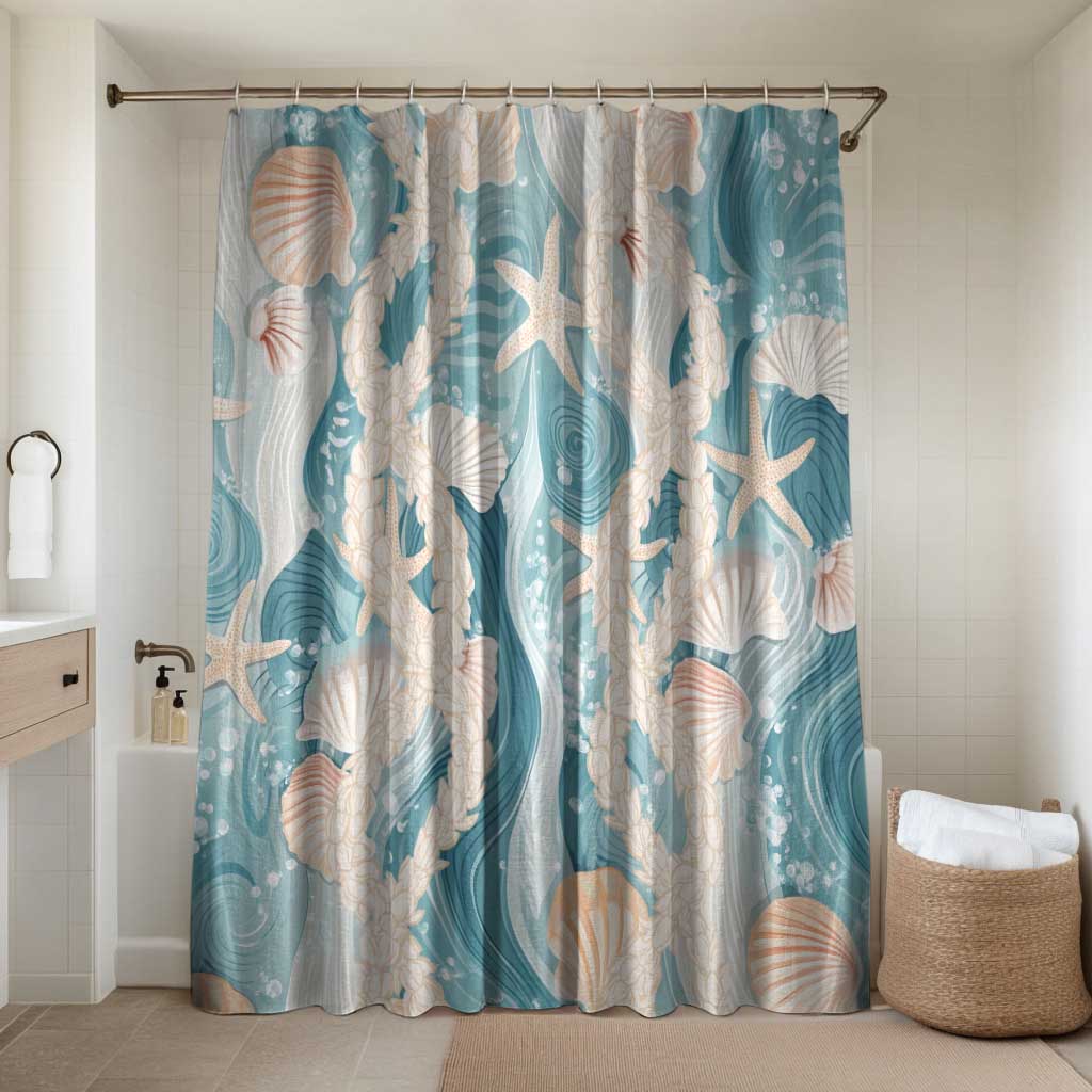 Hawaii Lei Seashells Starfish Bathroom Set Fresh Summer Vibe - Polynesian Pride