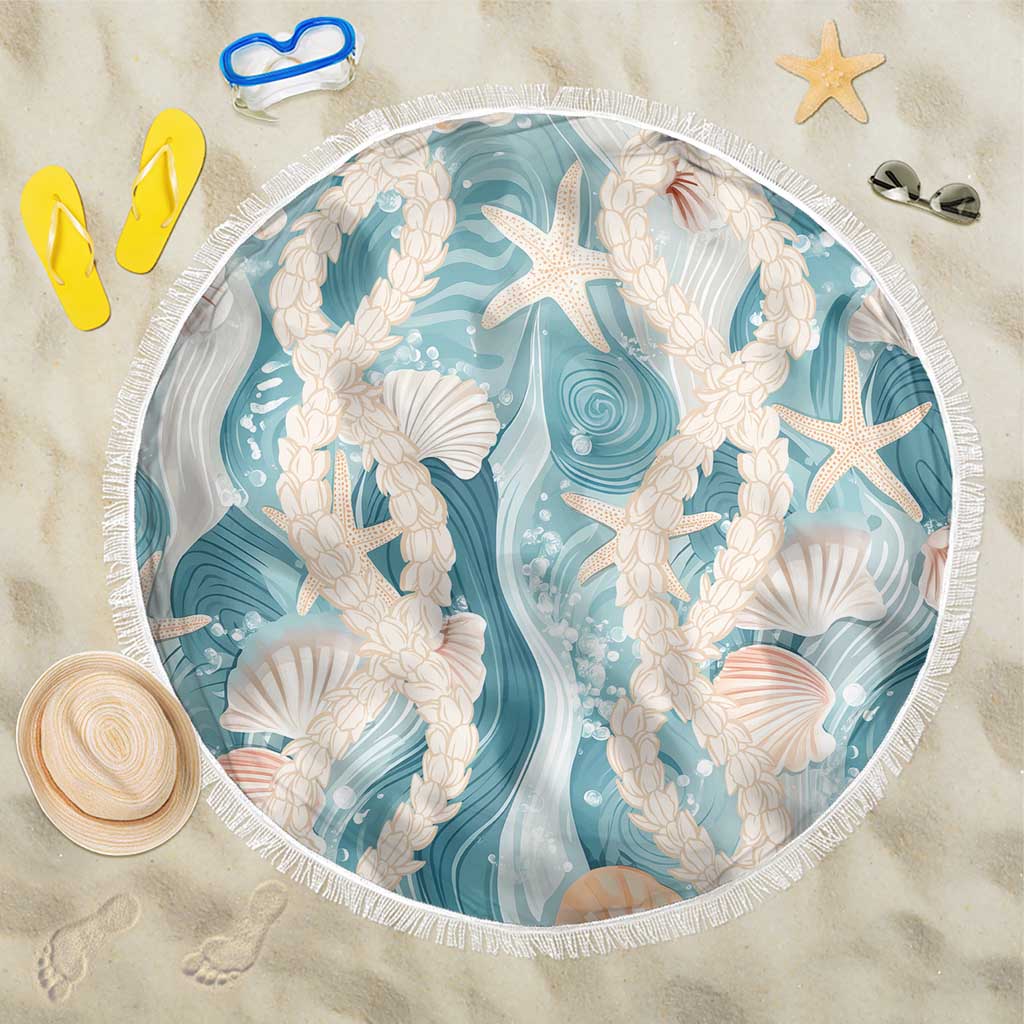 Hawaii Lei Seashells Starfish Beach Blanket Fresh Summer Vibe LT01 One Size 150cm Blue - Polynesian Pride