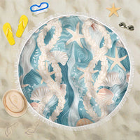Hawaii Lei Seashells Starfish Beach Blanket Fresh Summer Vibe LT01 One Size 150cm Blue - Polynesian Pride