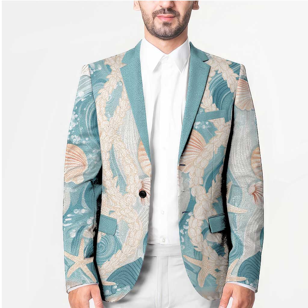 Hawaii Lei Seashells Starfish Blazer Fresh Summer Vibe - Polynesian Pride