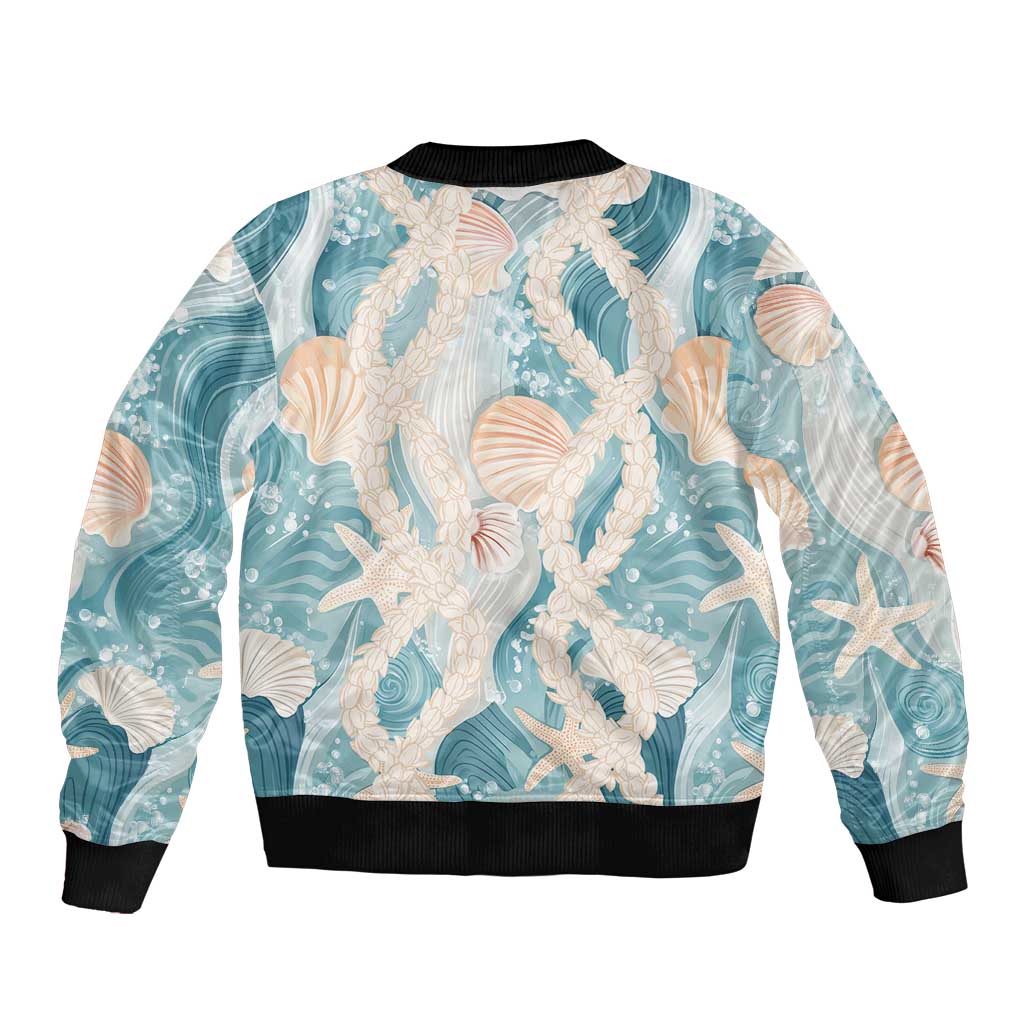 Hawaii Lei Seashells Starfish Bomber Jacket Fresh Summer Vibe - Polynesian Pride