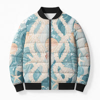 Hawaii Lei Seashells Starfish Bomber Puffer Jacket Fresh Summer Vibe LT01 Unisex Blue - Polynesian Pride