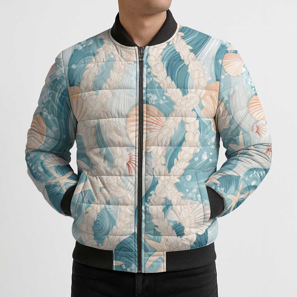 Hawaii Lei Seashells Starfish Bomber Puffer Jacket Fresh Summer Vibe LT01 - Polynesian Pride