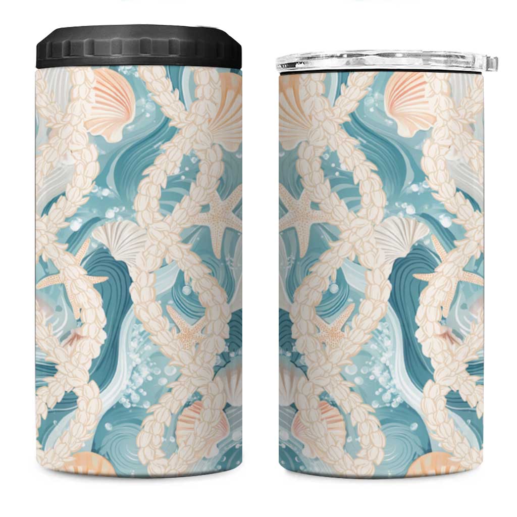 Hawaii Lei Seashells Starfish 4 in 1 Can Cooler Tumbler Fresh Summer Vibe - Polynesian Pride