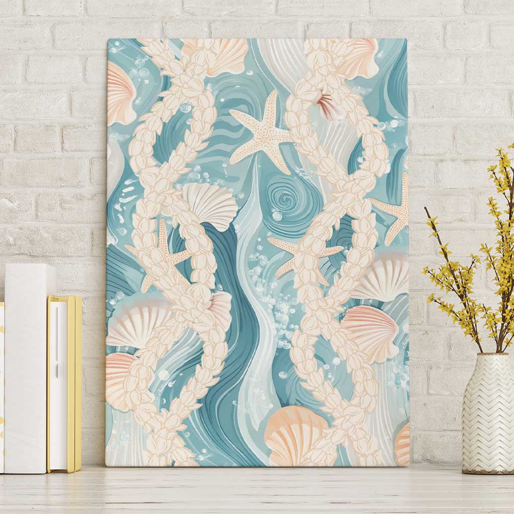 Hawaii Lei Seashells Starfish Canvas Wall Art Fresh Summer Vibe LT01 Without Frame Blue - Polynesian Pride