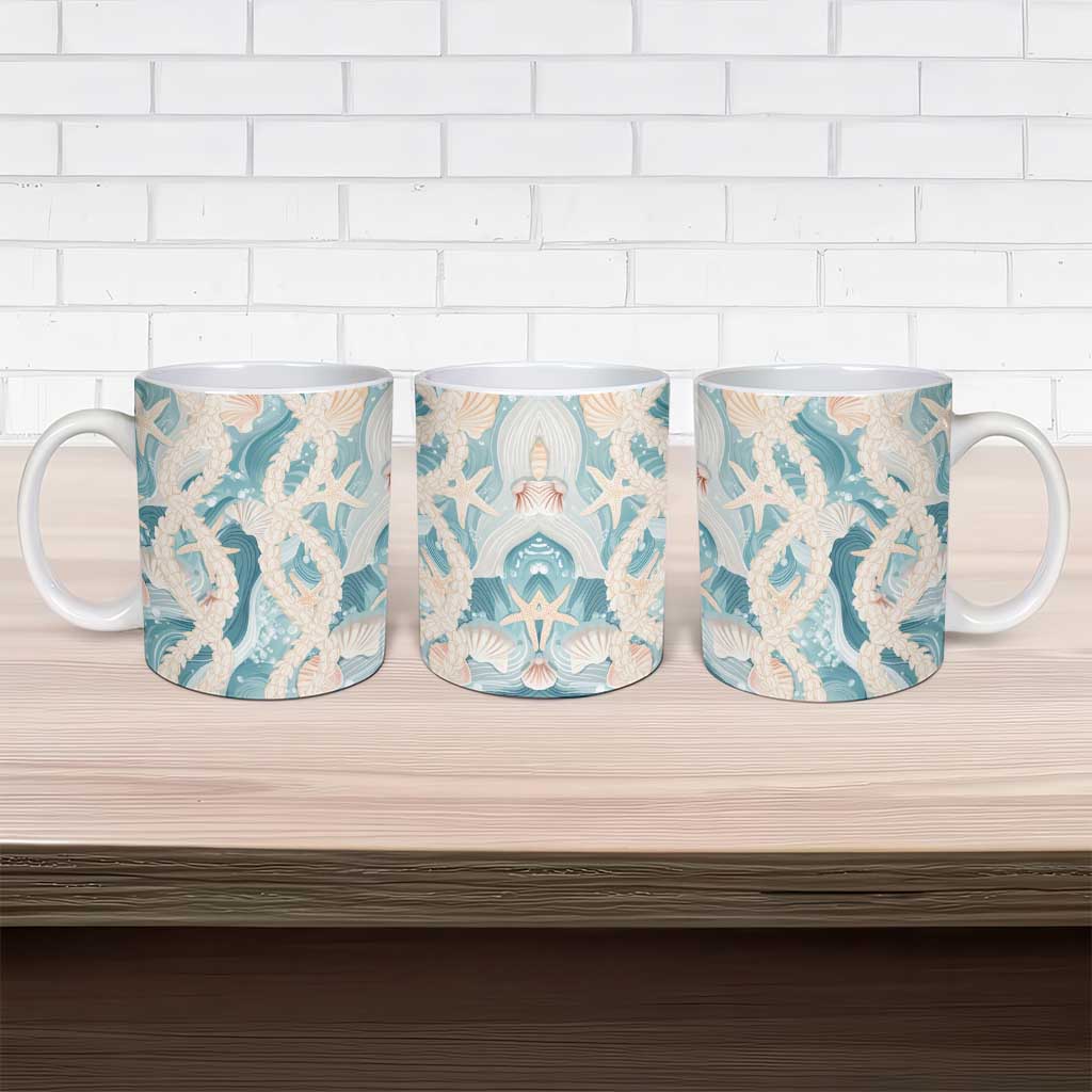 Hawaii Lei Seashells Starfish Ceramic Mug Fresh Summer Vibe LT01 - Polynesian Pride
