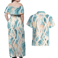 Hawaii Lei Seashells Starfish Couples Matching Off Shoulder Maxi Dress and Hawaiian Shirt Fresh Summer Vibe LT01 - Polynesian Pride