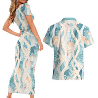 Hawaii Lei Seashells Starfish Couples Matching Short Sleeve Bodycon Dress and Hawaiian Shirt Fresh Summer Vibe LT01 - Polynesian Pride
