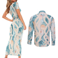 Hawaii Lei Seashells Starfish Couples Matching Short Sleeve Bodycon Dress and Long Sleeve Button Shirt Fresh Summer Vibe LT01 - Polynesian Pride