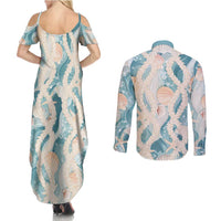 Hawaii Lei Seashells Starfish Couples Matching Summer Maxi Dress and Long Sleeve Button Shirt Fresh Summer Vibe LT01 - Polynesian Pride