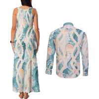 Hawaii Lei Seashells Starfish Couples Matching Tank Maxi Dress and Long Sleeve Button Shirt Fresh Summer Vibe LT01 - Polynesian Pride